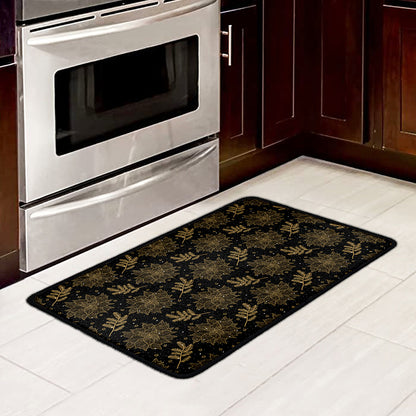 Merry Christmas Poinsettia Pattern Print Kitchen Mat