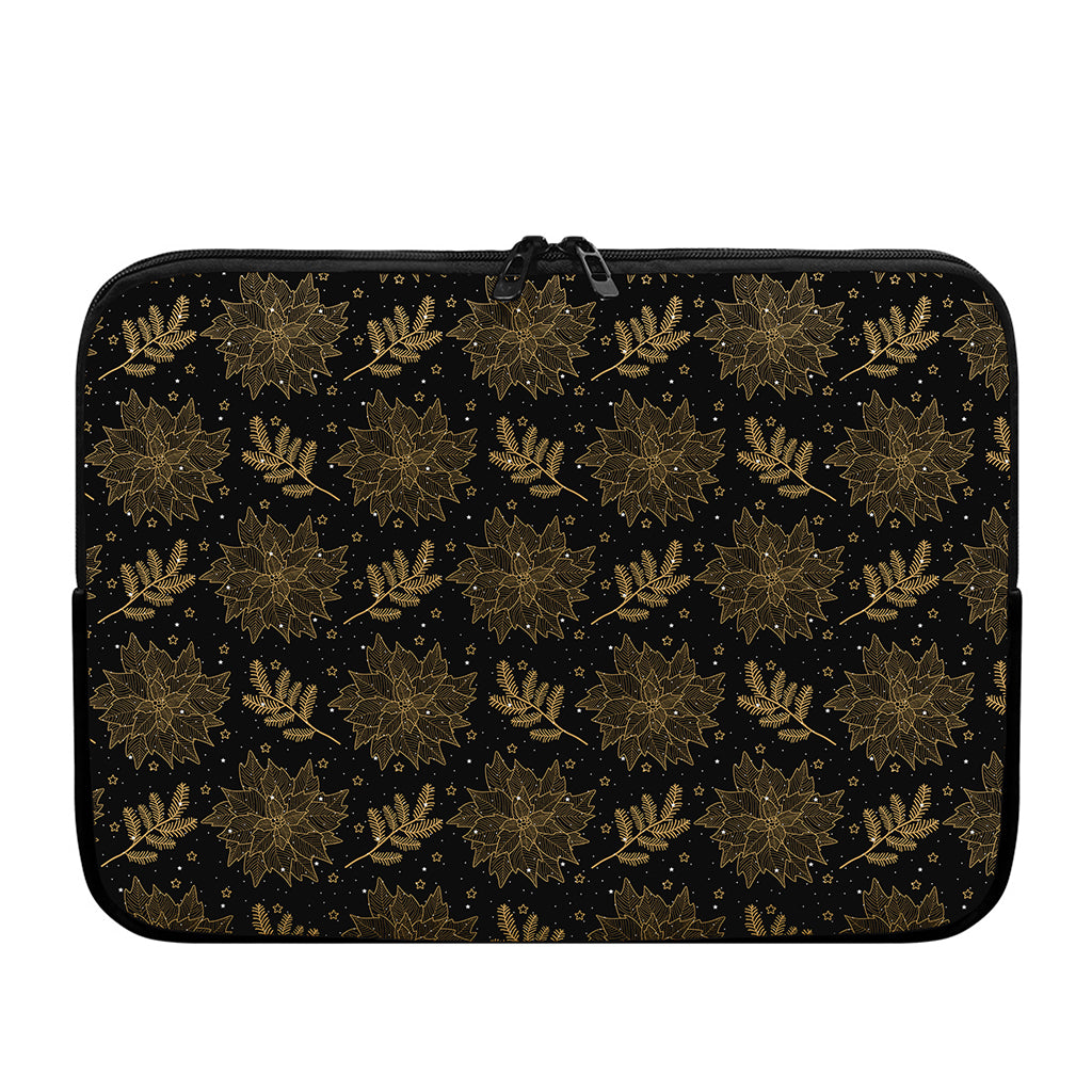 Merry Christmas Poinsettia Pattern Print Laptop Sleeve