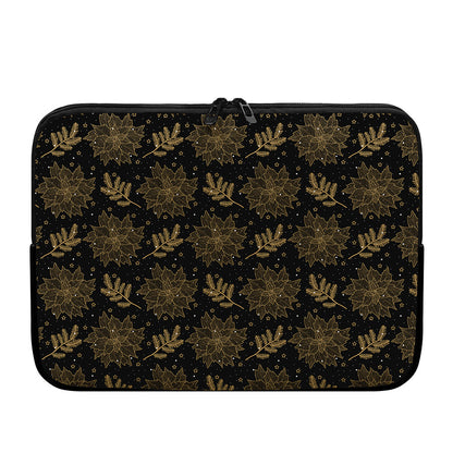 Merry Christmas Poinsettia Pattern Print Laptop Sleeve