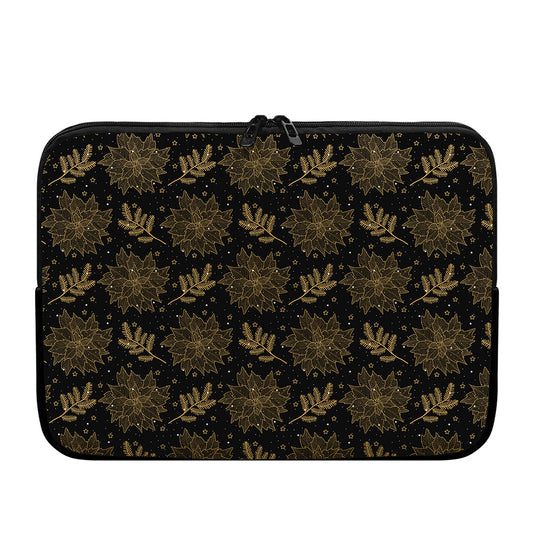 Merry Christmas Poinsettia Pattern Print Laptop Sleeve