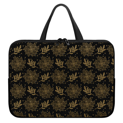 Merry Christmas Poinsettia Pattern Print Laptop Sleeve With Handle