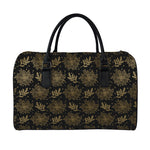 Merry Christmas Poinsettia Pattern Print Leather Duffle Bag