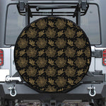 Merry Christmas Poinsettia Pattern Print Leather Spare Tire Cover
