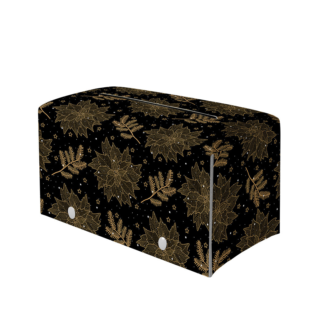 Merry Christmas Poinsettia Pattern Print Leather Tissue Box Cover