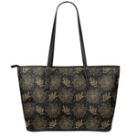 Merry Christmas Poinsettia Pattern Print Leather Tote Bag
