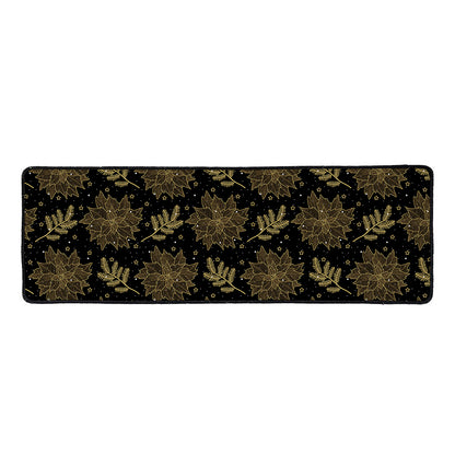 Merry Christmas Poinsettia Pattern Print Long Kitchen Mat