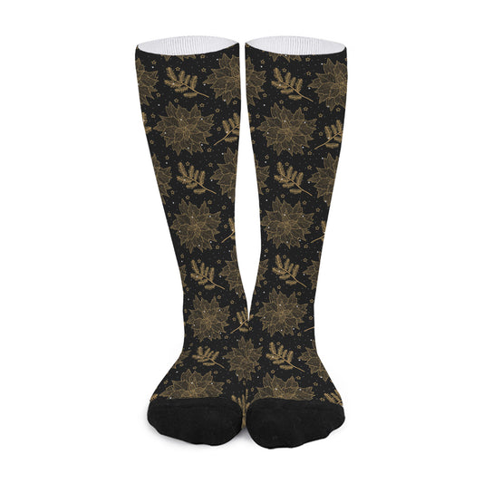 Merry Christmas Poinsettia Pattern Print Long Socks