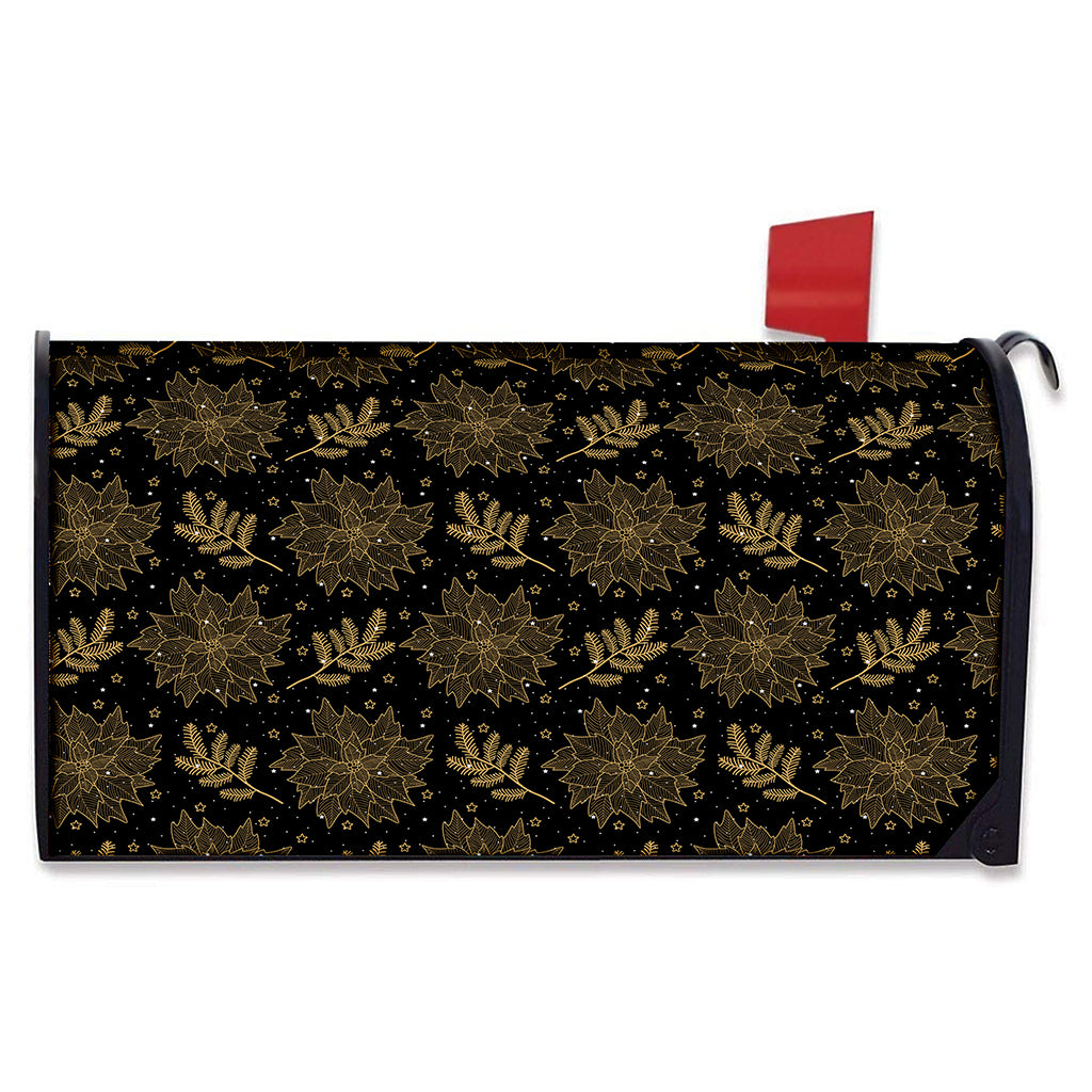 Merry Christmas Poinsettia Pattern Print Mailbox Cover