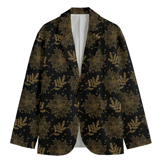 Merry Christmas Poinsettia Pattern Print Men's Blazer