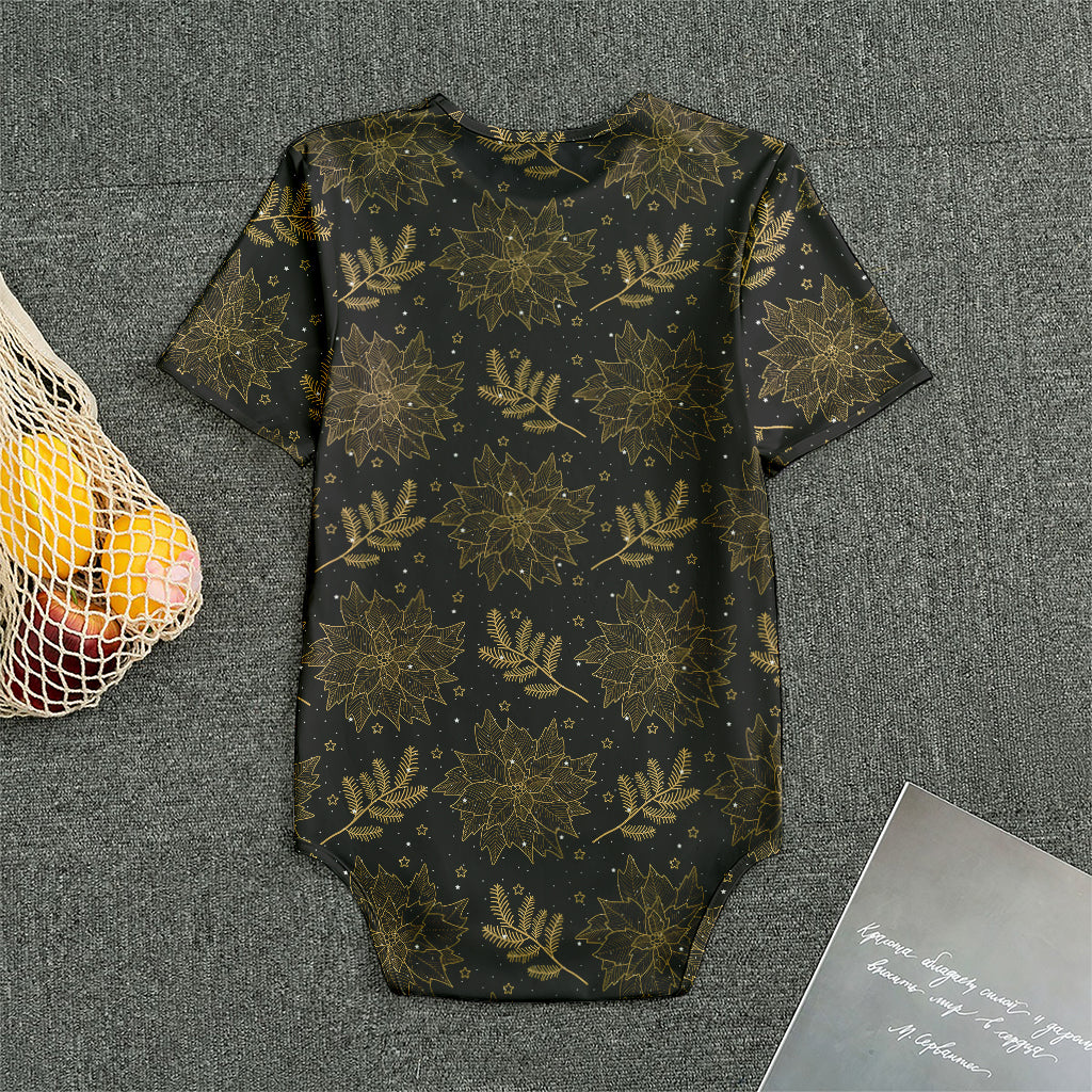 Merry Christmas Poinsettia Pattern Print Men's Bodysuit