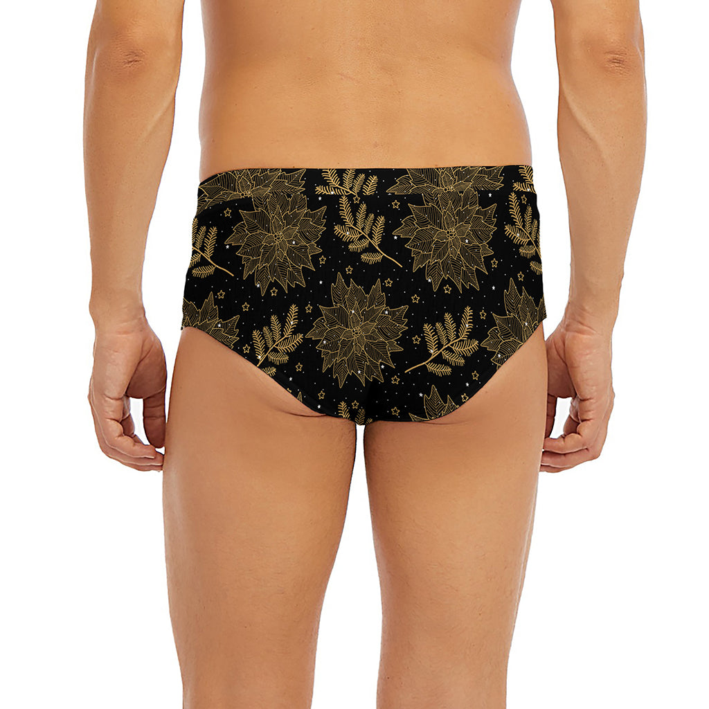 Merry Christmas Poinsettia Pattern Print Men's Briefs