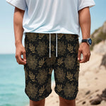 Merry Christmas Poinsettia Pattern Print Men's Cargo Shorts