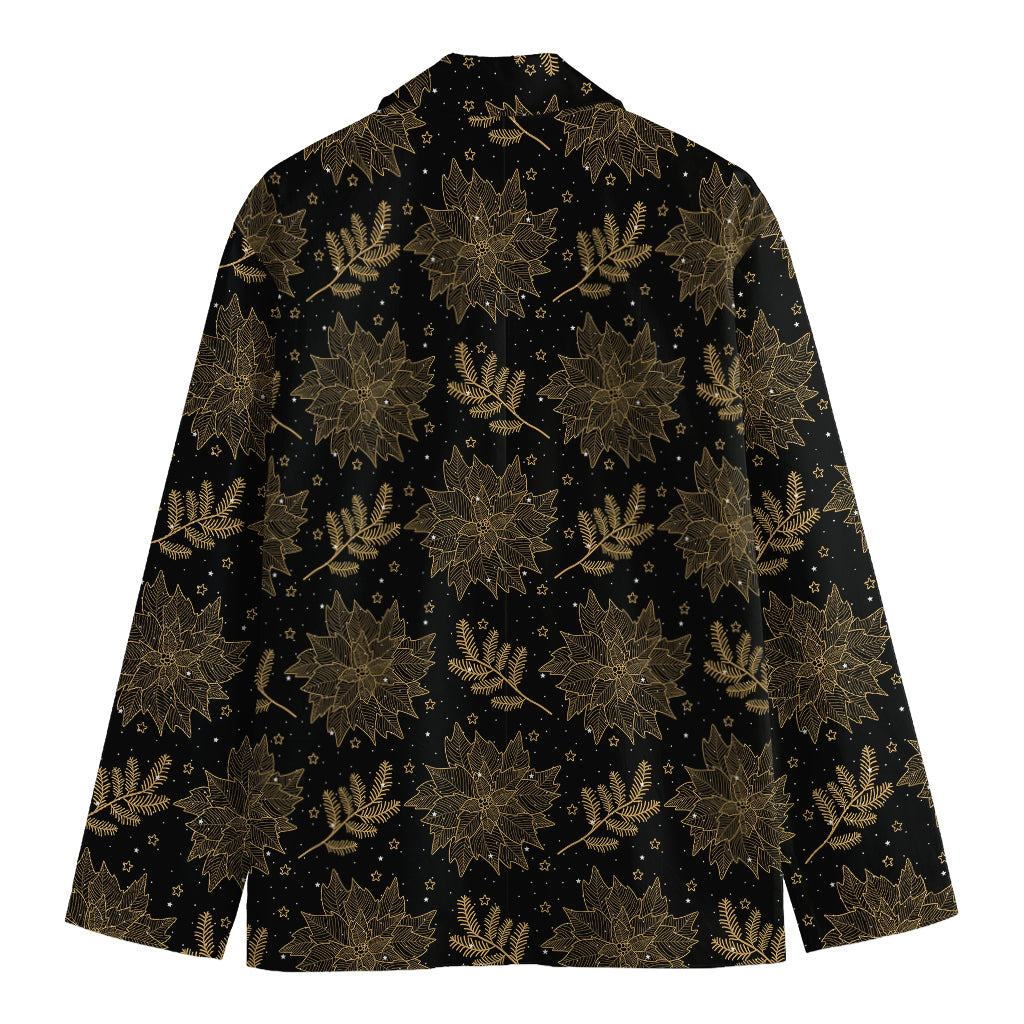 Merry Christmas Poinsettia Pattern Print Men's Cotton Blazer