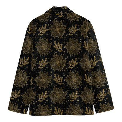 Merry Christmas Poinsettia Pattern Print Men's Cotton Blazer