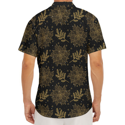 Merry Christmas Poinsettia Pattern Print Men's Deep V-Neck Shirt