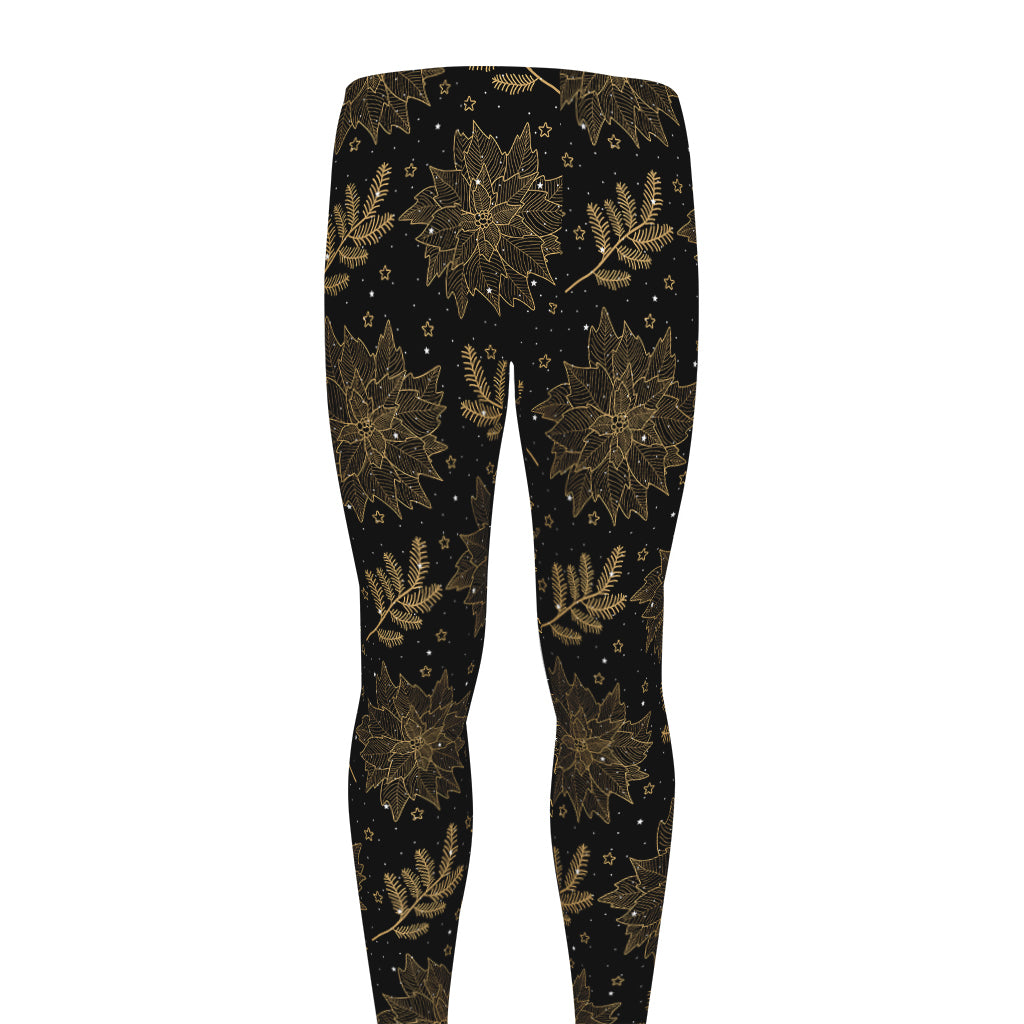 Merry Christmas Poinsettia Pattern Print Men's leggings