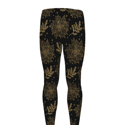 Merry Christmas Poinsettia Pattern Print Men's leggings