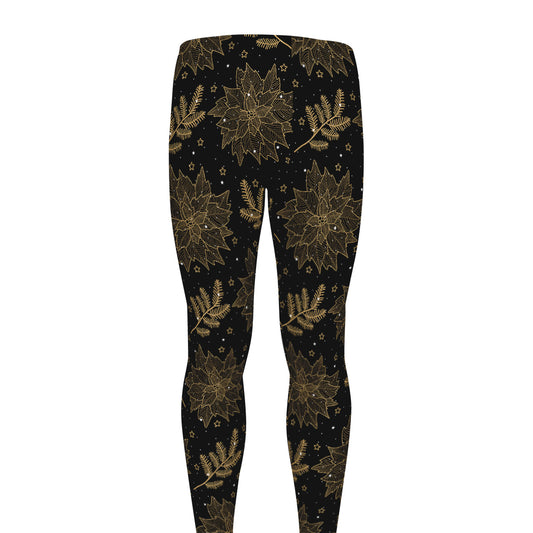 Merry Christmas Poinsettia Pattern Print Men's leggings