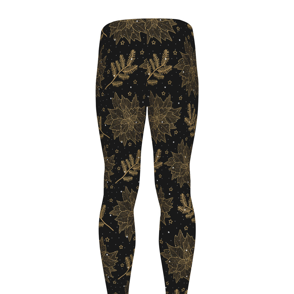 Merry Christmas Poinsettia Pattern Print Men's leggings