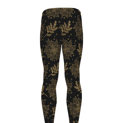 Merry Christmas Poinsettia Pattern Print Men's leggings