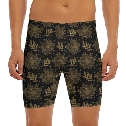 Merry Christmas Poinsettia Pattern Print Men's Long Boxer Briefs