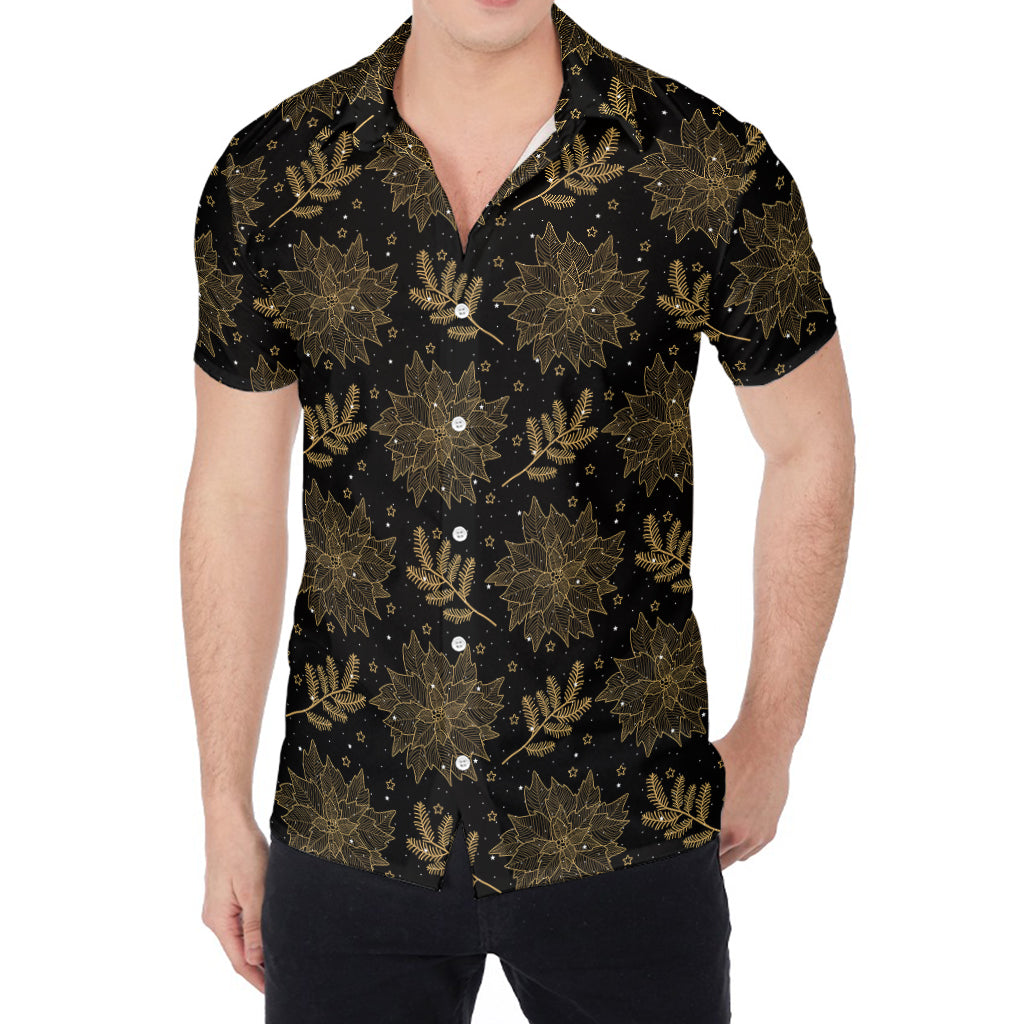 Merry Christmas Poinsettia Pattern Print Men's Shirt