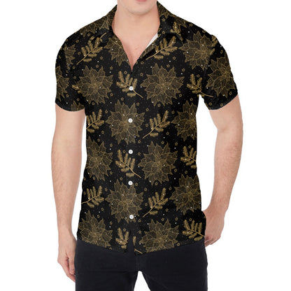 Merry Christmas Poinsettia Pattern Print Men's Shirt