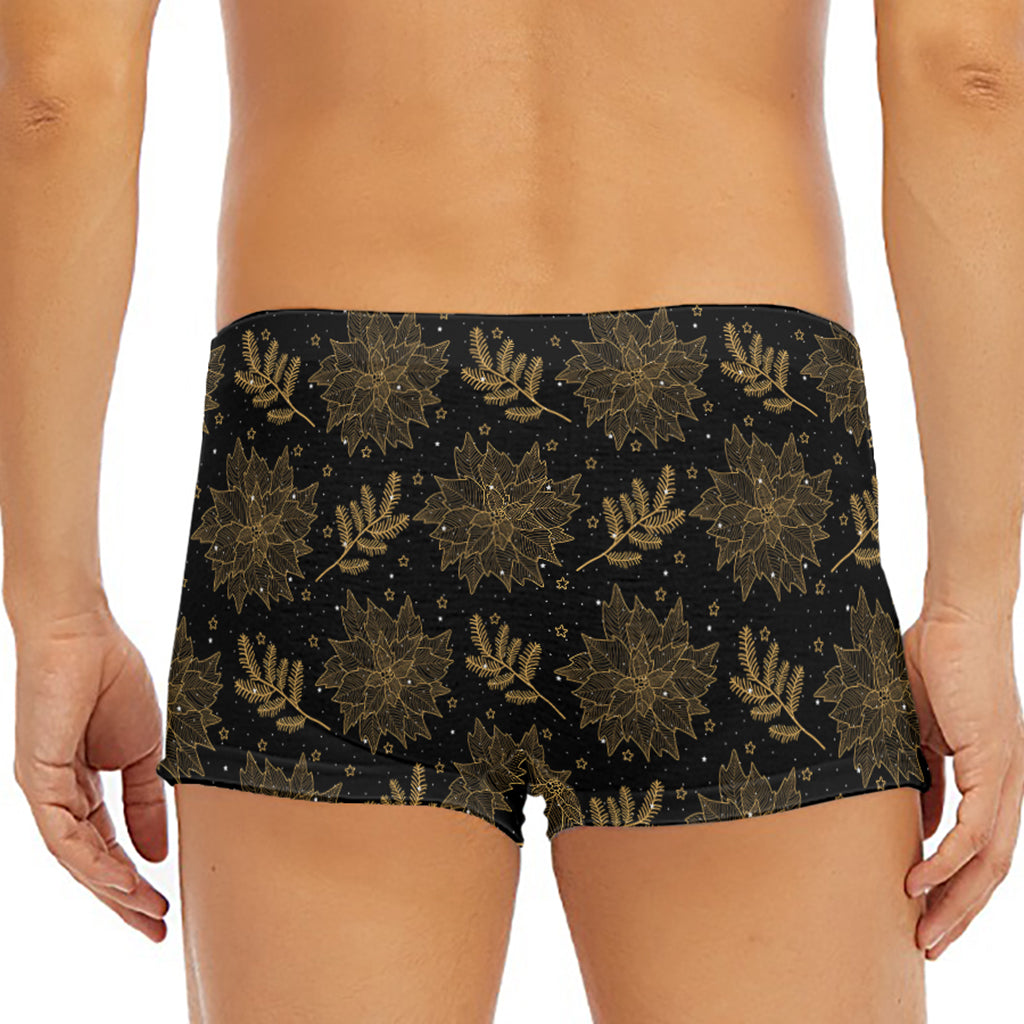 Merry Christmas Poinsettia Pattern Print Men's Short Boxer Briefs