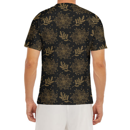 Merry Christmas Poinsettia Pattern Print Men's Short Sleeve Rash Guard