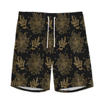 Merry Christmas Poinsettia Pattern Print Men's Sports Shorts