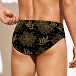 Merry Christmas Poinsettia Pattern Print Men's Swim Briefs