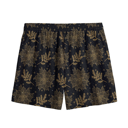 Merry Christmas Poinsettia Pattern Print Mesh Shorts
