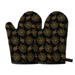 Merry Christmas Poinsettia Pattern Print Oven Mitts