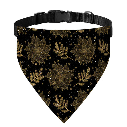 Merry Christmas Poinsettia Pattern Print Over The Collar Dog Bandana