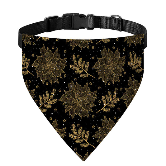 Merry Christmas Poinsettia Pattern Print Over The Collar Dog Bandana