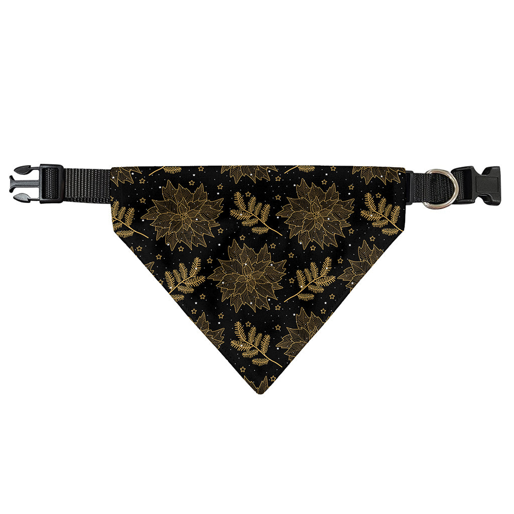 Merry Christmas Poinsettia Pattern Print Over The Collar Dog Bandana
