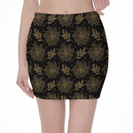 Merry Christmas Poinsettia Pattern Print Pencil Mini Skirt