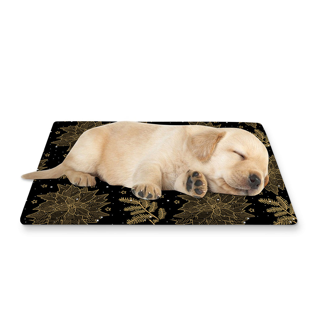Merry Christmas Poinsettia Pattern Print Pet Cooling Mat Cover