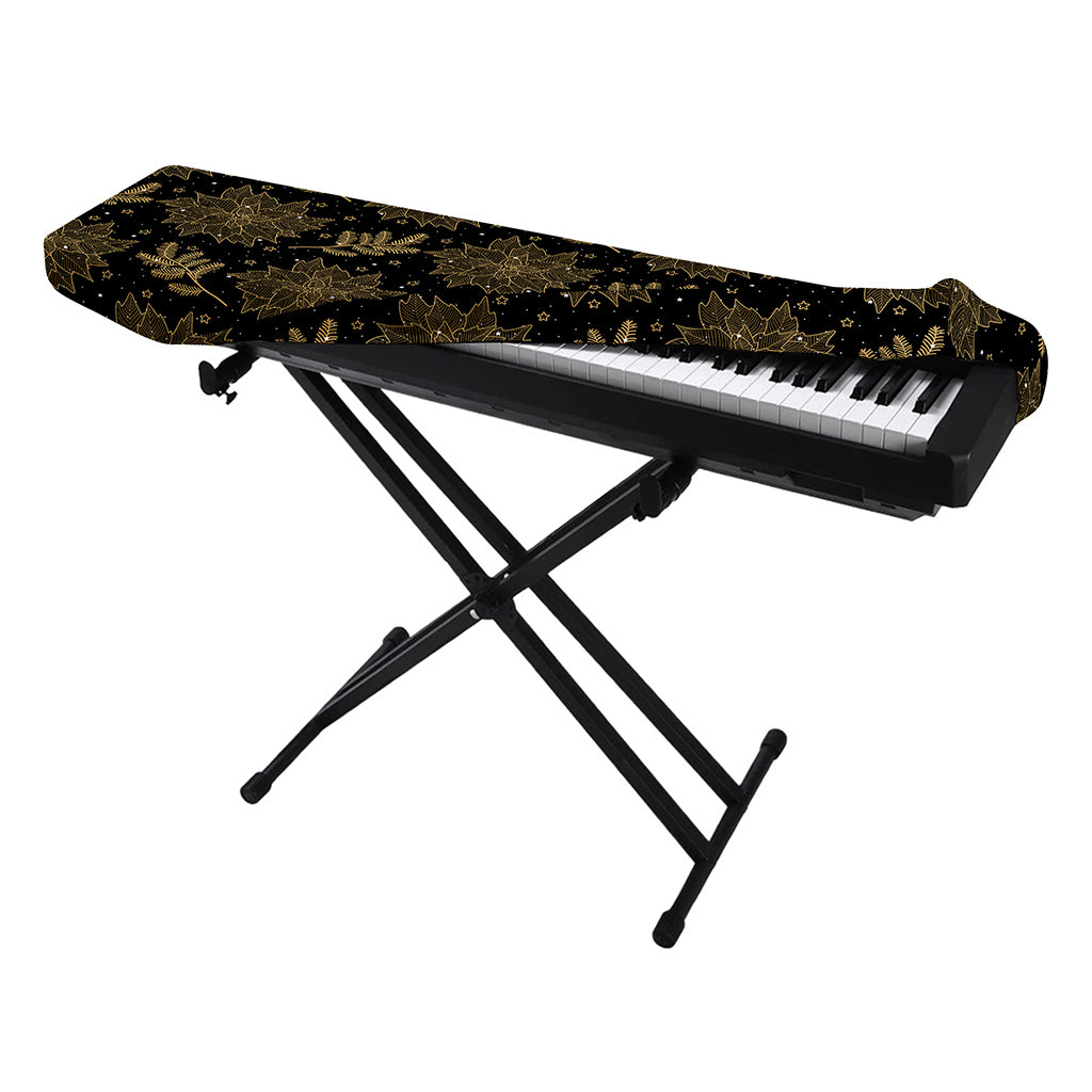 Merry Christmas Poinsettia Pattern Print Piano Keyboard Cover