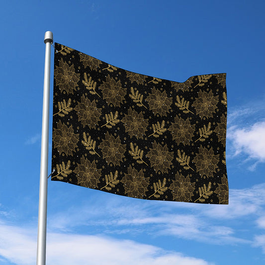Merry Christmas Poinsettia Pattern Print Polyester Flag