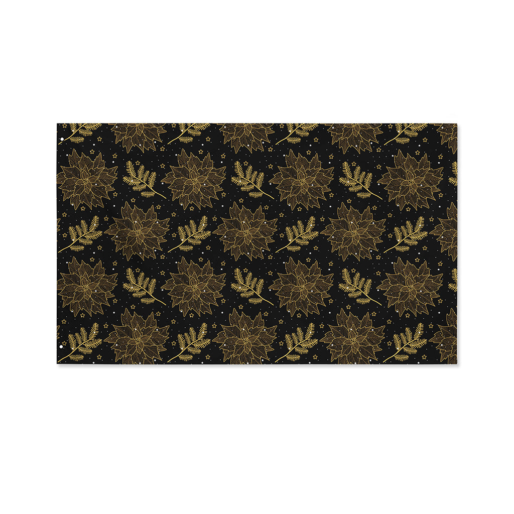 Merry Christmas Poinsettia Pattern Print Polyester Flag