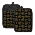 Merry Christmas Poinsettia Pattern Print Pot Holders With Pocket