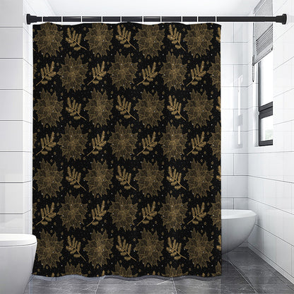 Merry Christmas Poinsettia Pattern Print Premium Shower Curtain