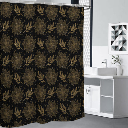 Merry Christmas Poinsettia Pattern Print Premium Shower Curtain