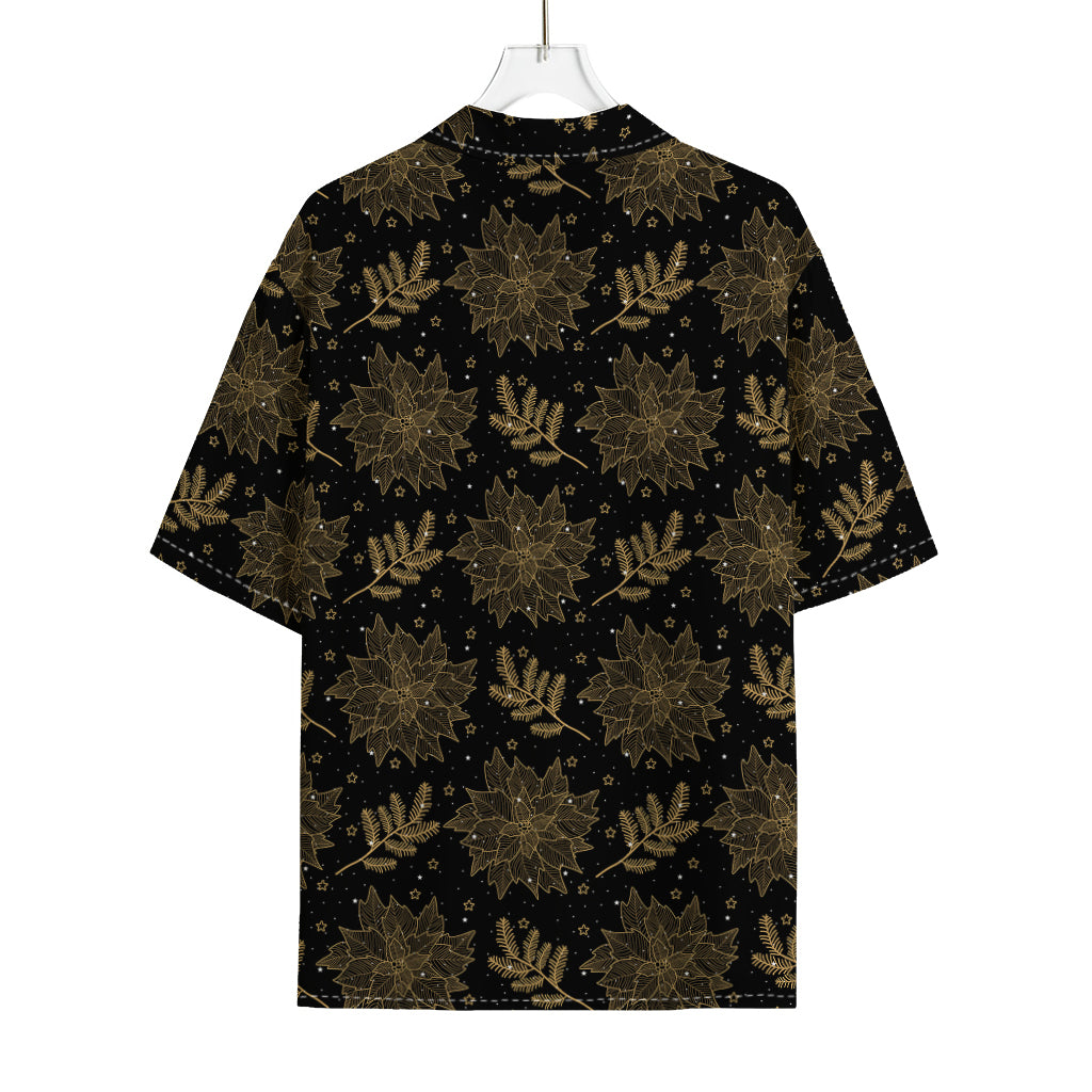 Merry Christmas Poinsettia Pattern Print Rayon Hawaiian Shirt