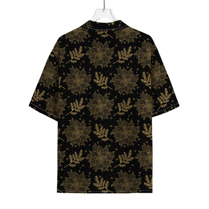 Merry Christmas Poinsettia Pattern Print Rayon Hawaiian Shirt