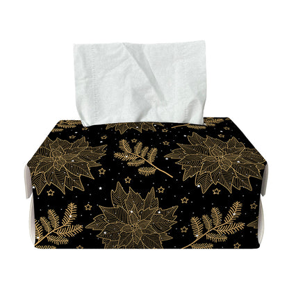 Merry Christmas Poinsettia Pattern Print Rectangle Tissue Box Cover
