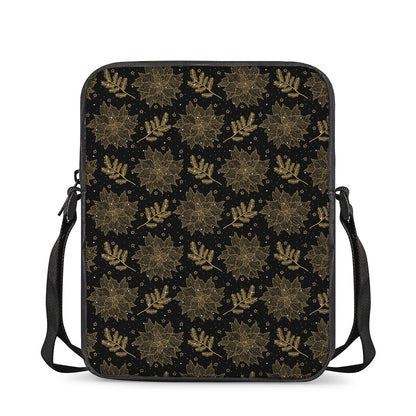 Merry Christmas Poinsettia Pattern Print Rectangular Crossbody Bag