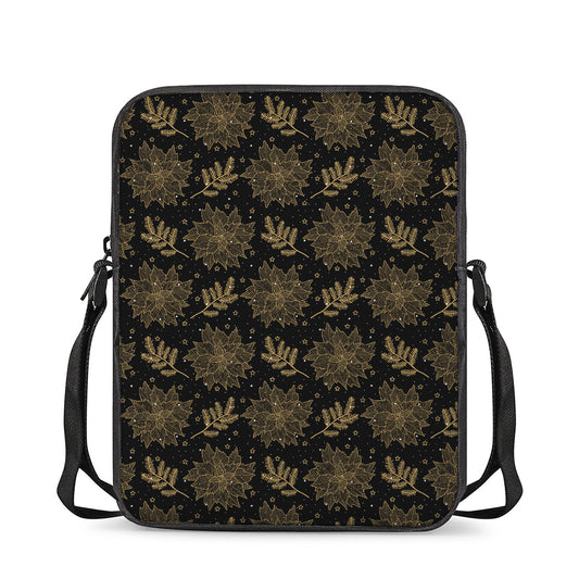 Merry Christmas Poinsettia Pattern Print Rectangular Crossbody Bag
