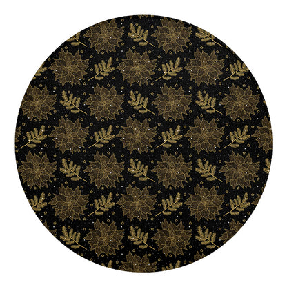 Merry Christmas Poinsettia Pattern Print Round Blanket